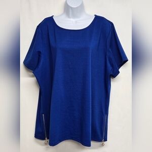 Brook Shields Timeless 2X Cobalt Blue Pullover Top Longer Length New